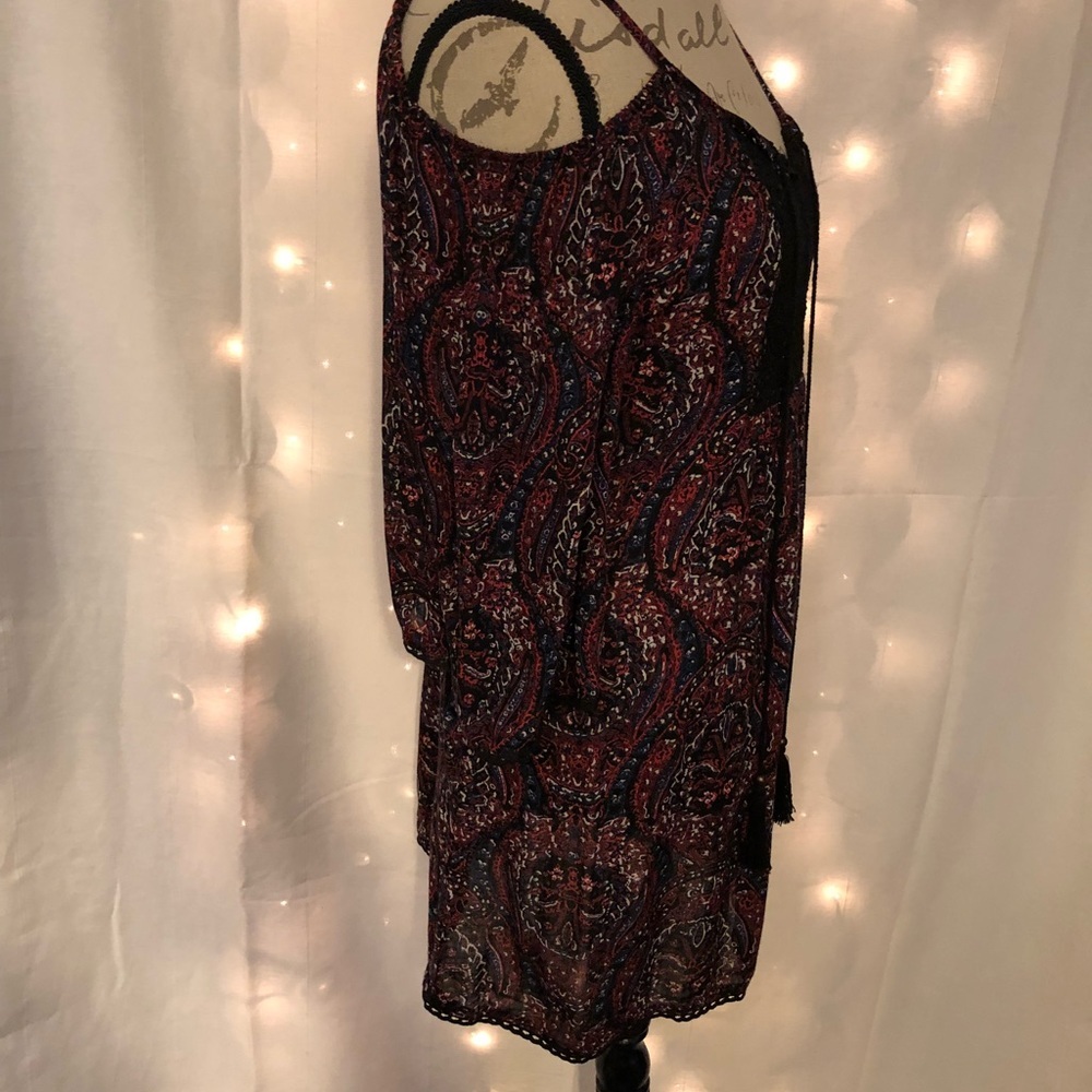 1[Angie] Black & burgundy peasant dress - Picture 5 of 7